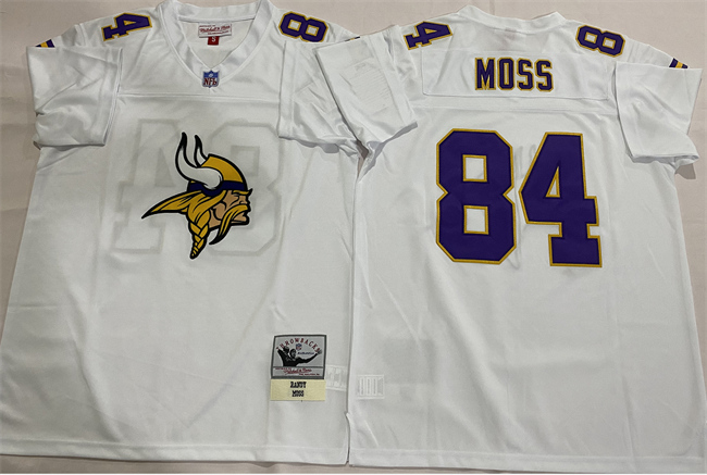 Men's White Minnesota Vikings #84 Randy Moss Throwback Stitched Football Jersey